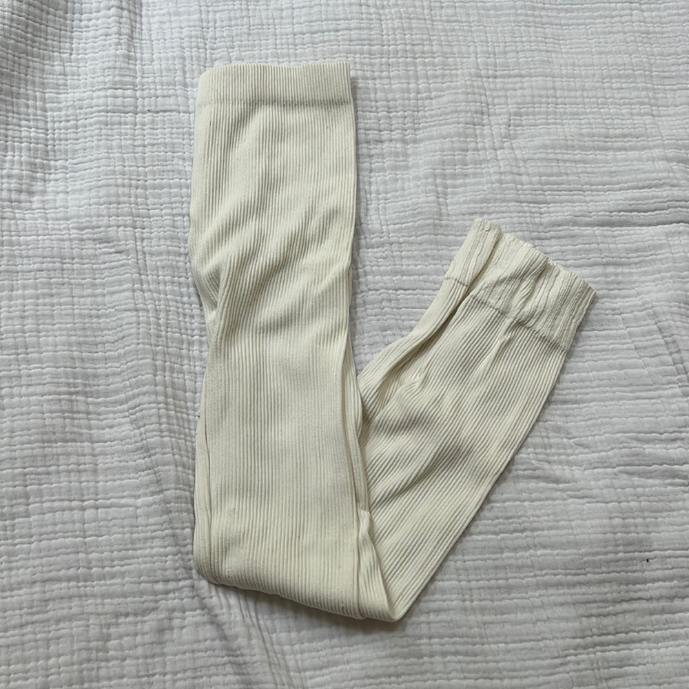 Zara White Ribbed Legging